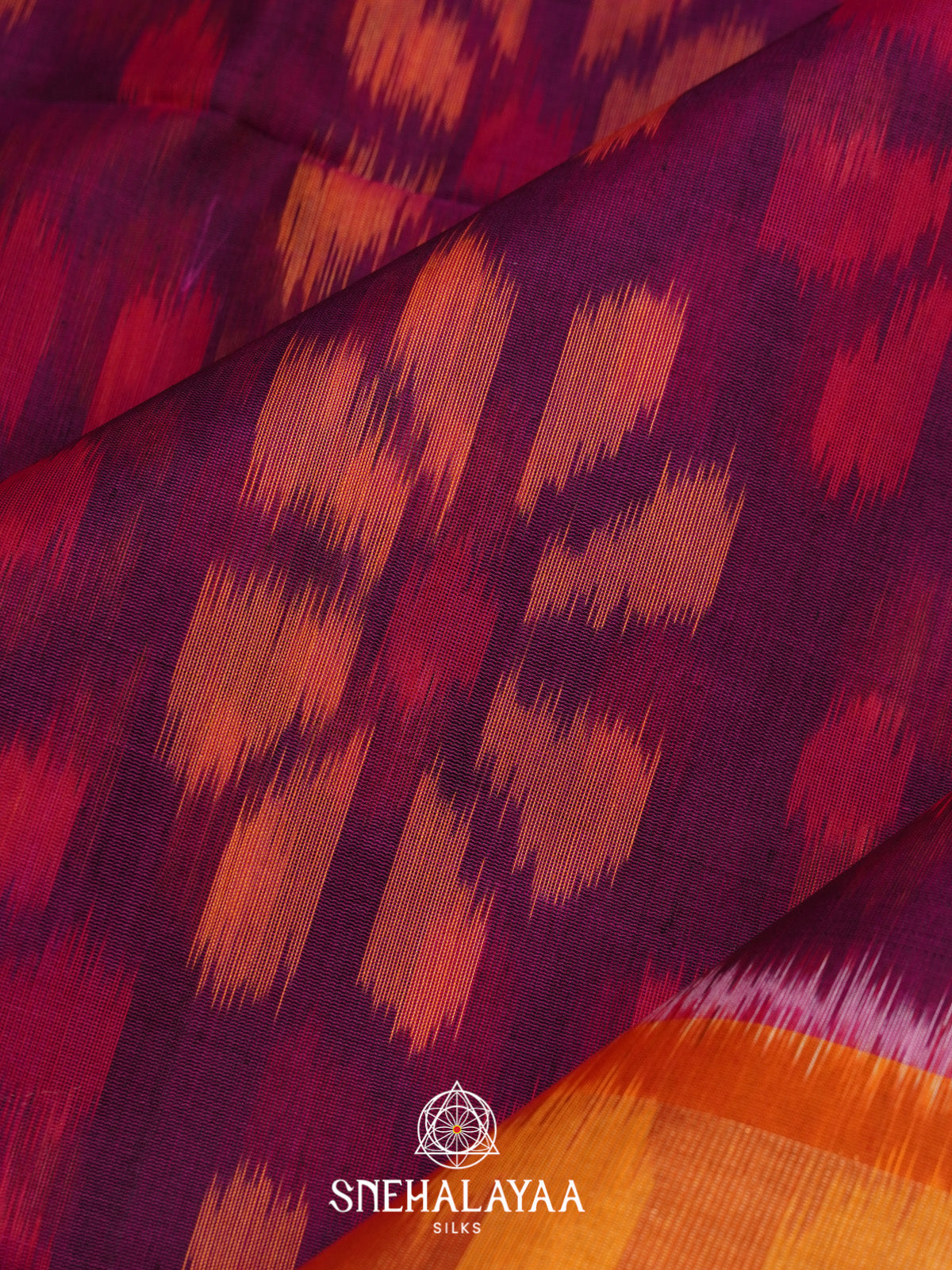 Magenta Ikat Silk Cotton Saree