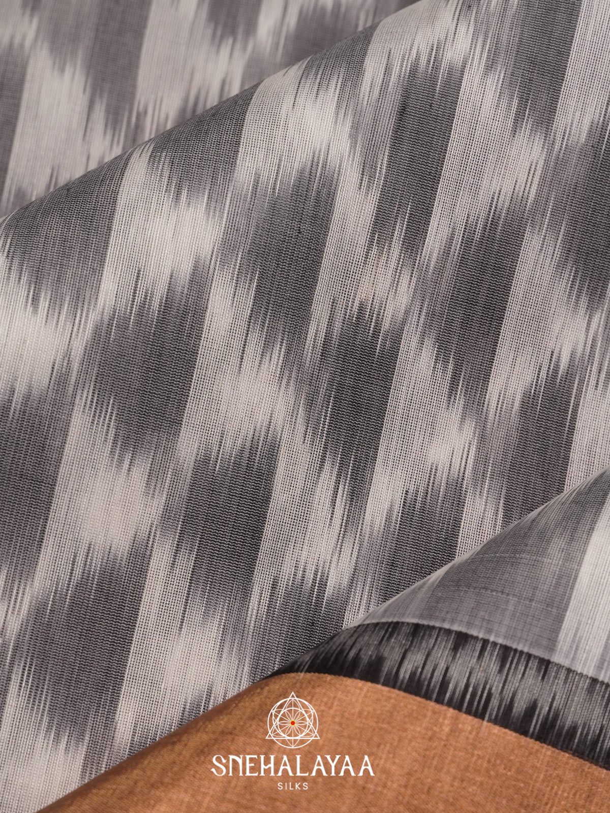 Grey Ikat Silk Cotton Saree