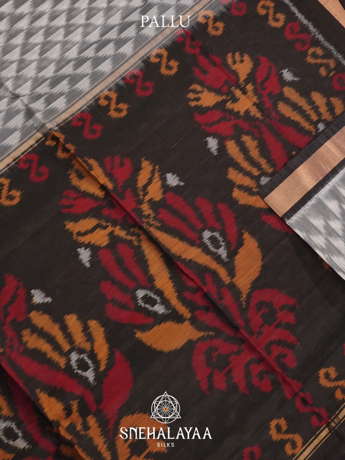 Grey Ikat Silk Cotton Saree