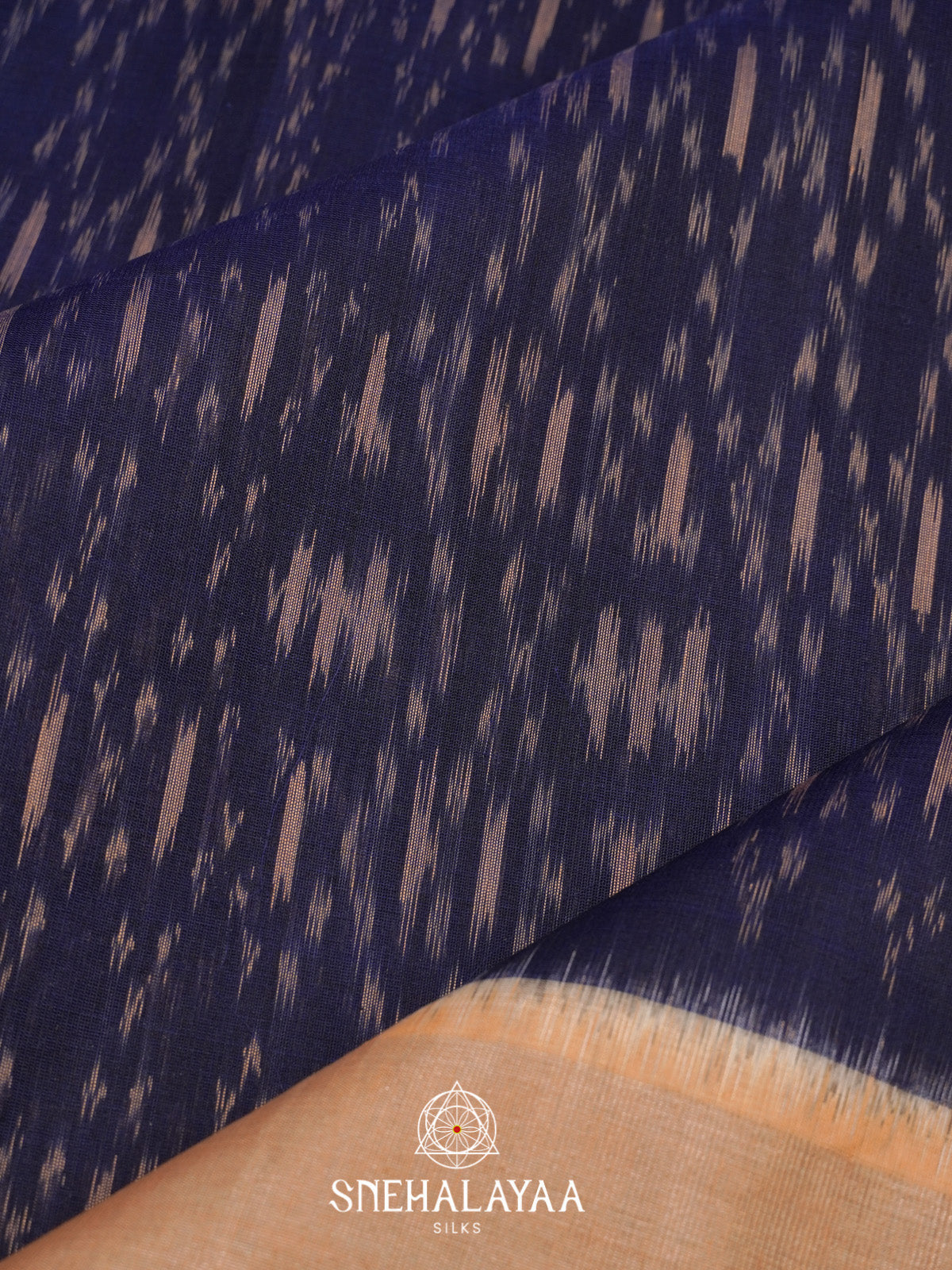 Ink Blue Ikat Silk Cotton Saree
