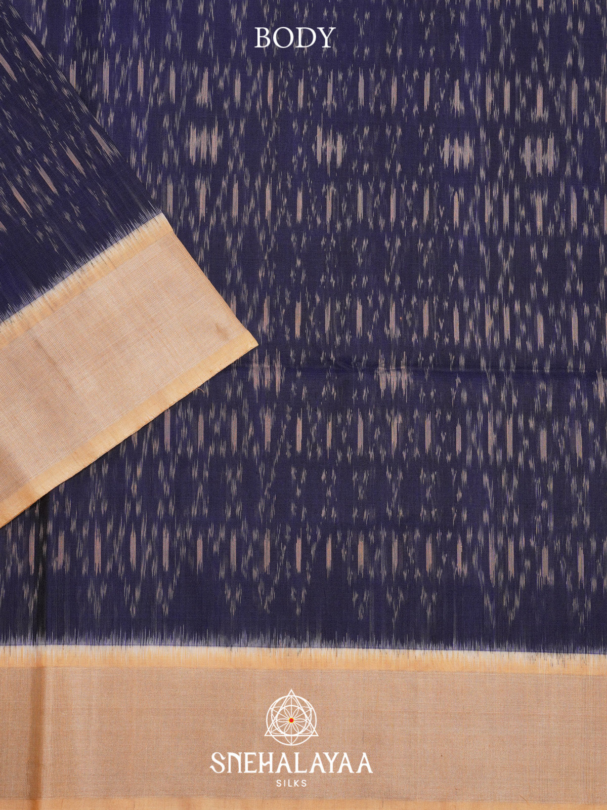 Ink Blue Ikat Silk Cotton Saree