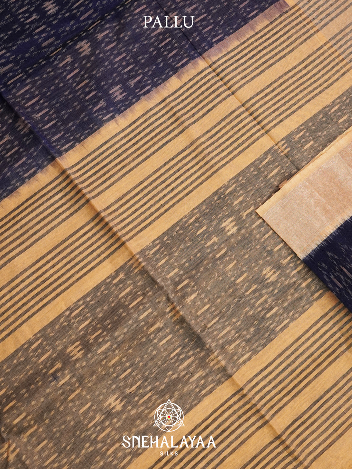 Ink Blue Ikat Silk Cotton Saree
