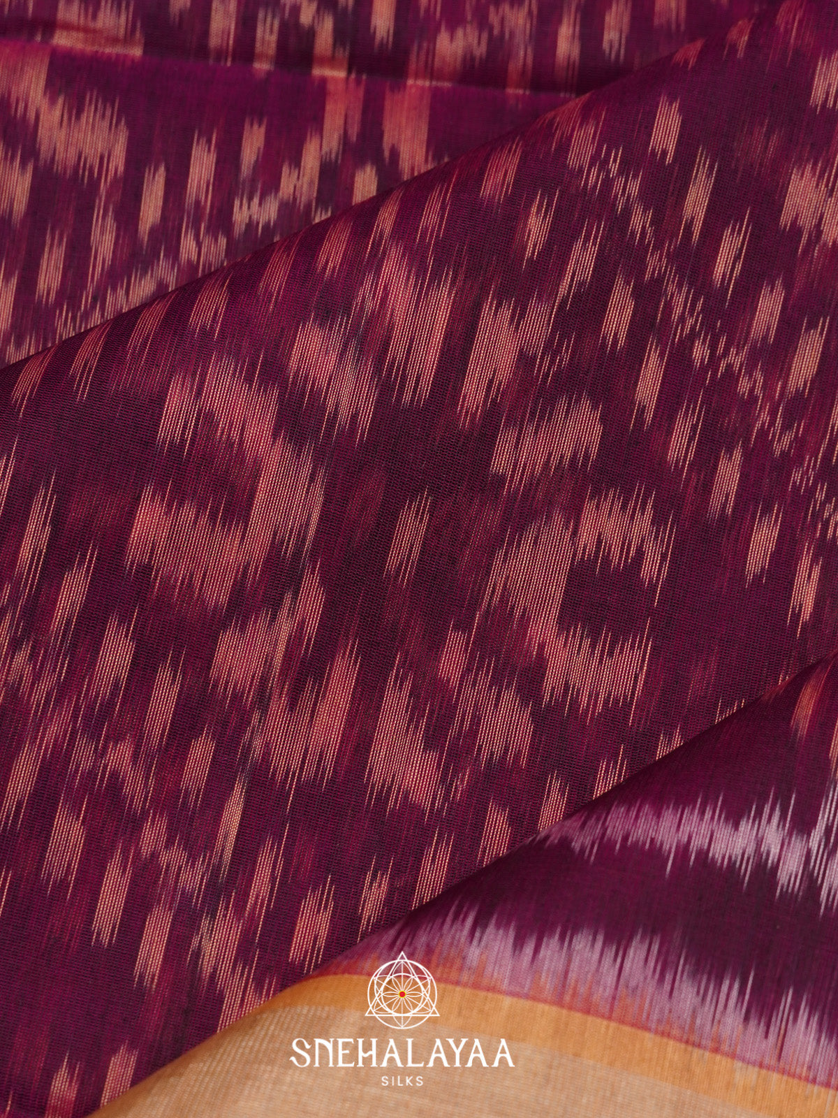 Magenta Ikat Silk Cotton Saree