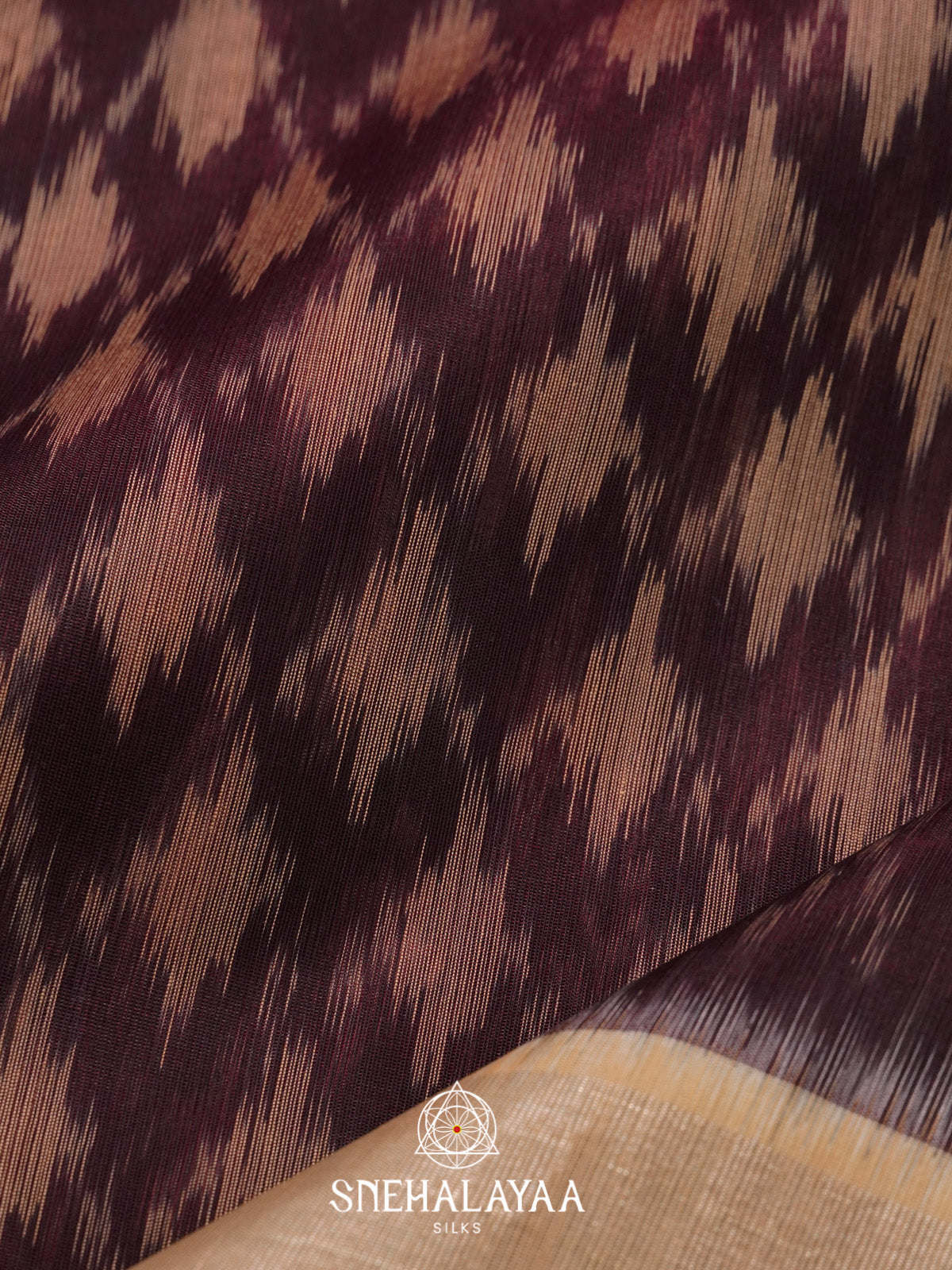 Coffee Brown Ikat Silk Cotton Saree