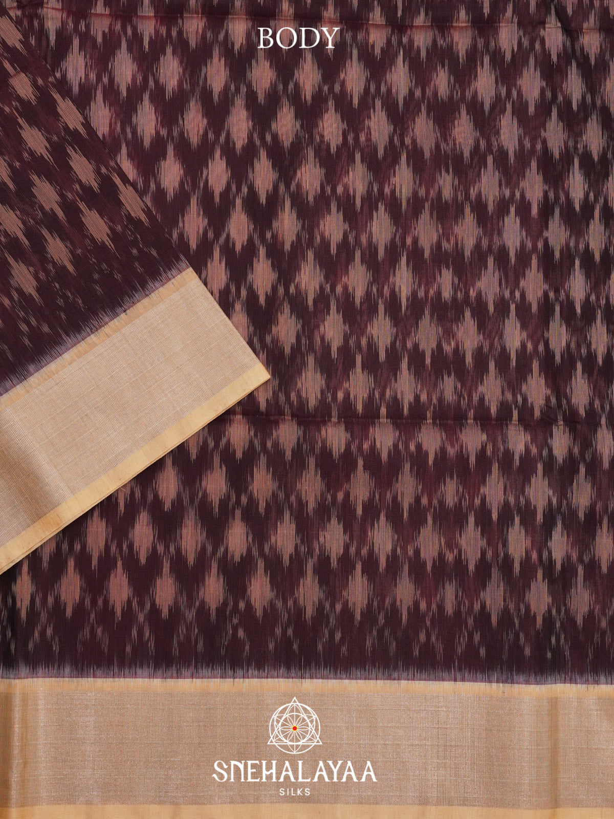 Coffee Brown Ikat Silk Cotton Saree