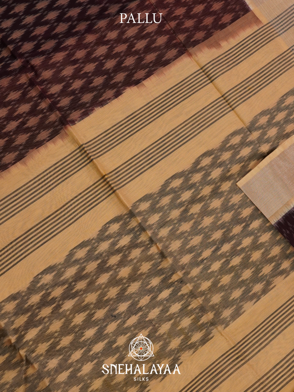 Coffee Brown Ikat Silk Cotton Saree