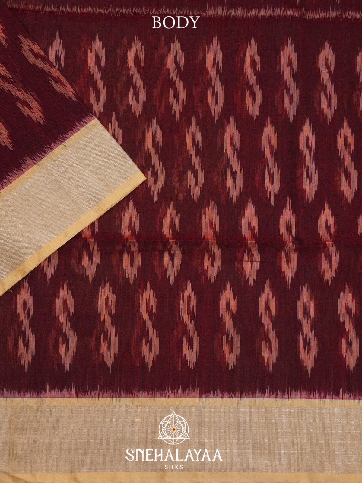 Maroon Ikat Silk Cotton Saree