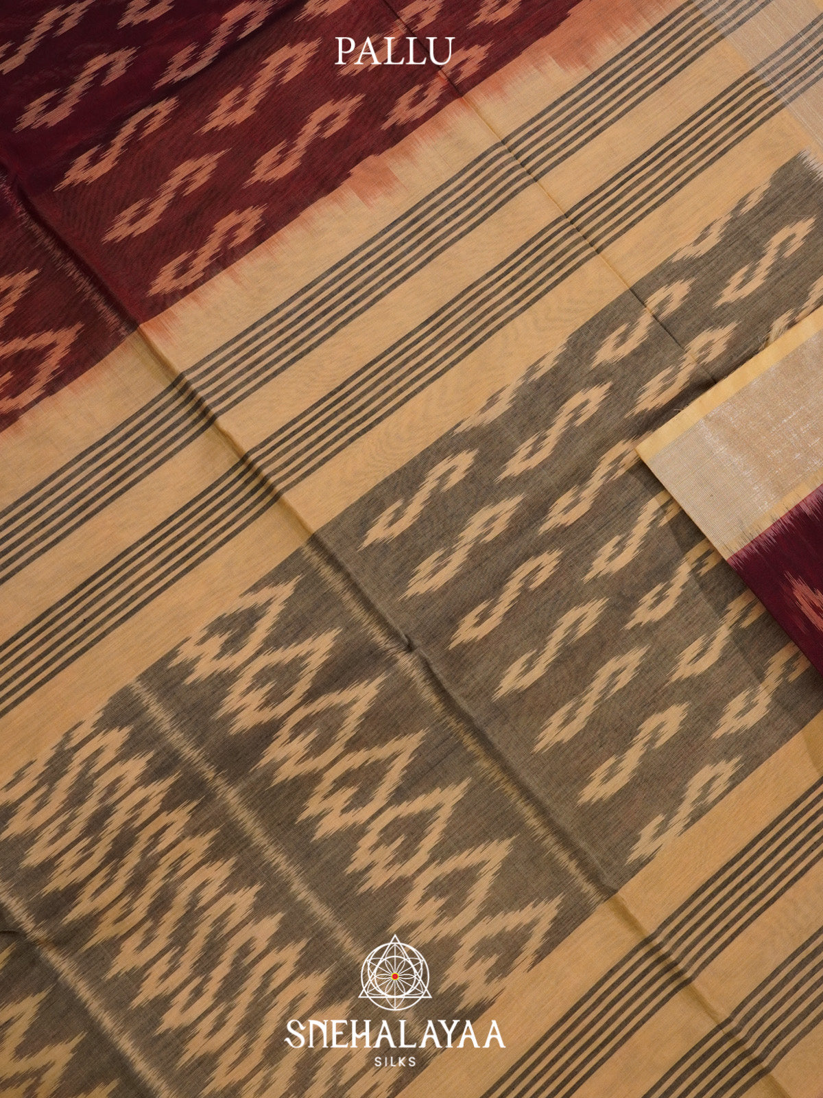 Maroon Ikat Silk Cotton Saree