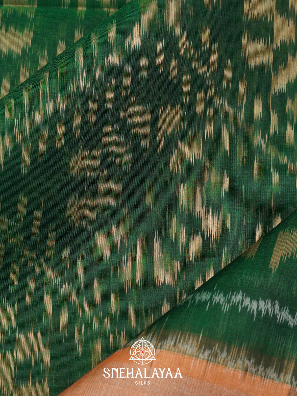 Emerald Green Ikat Silk Cotton Saree