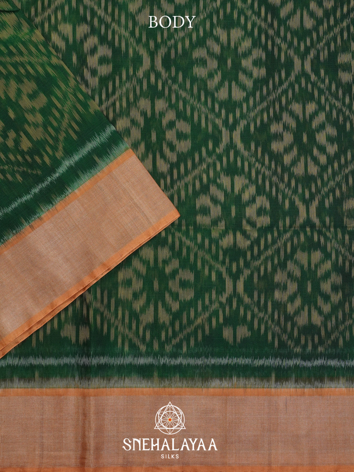 Emerald Green Ikat Silk Cotton Saree