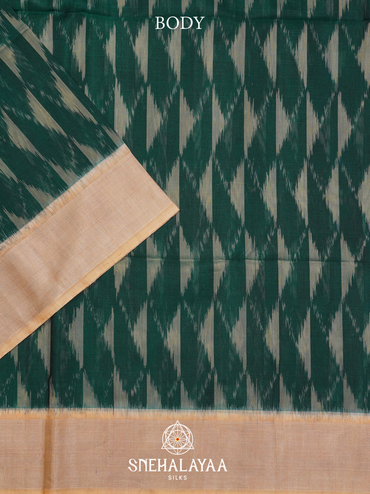 Forest Green Ikat Silk Cotton Saree