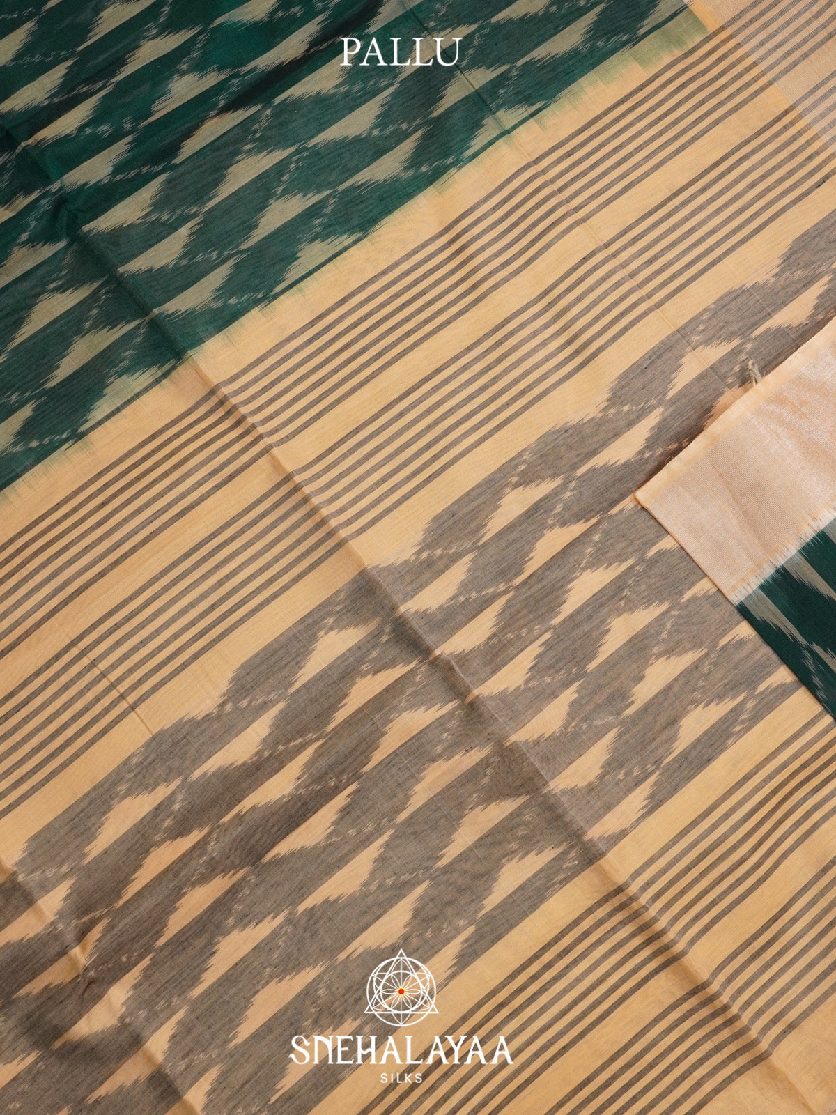 Forest Green Ikat Silk Cotton Saree