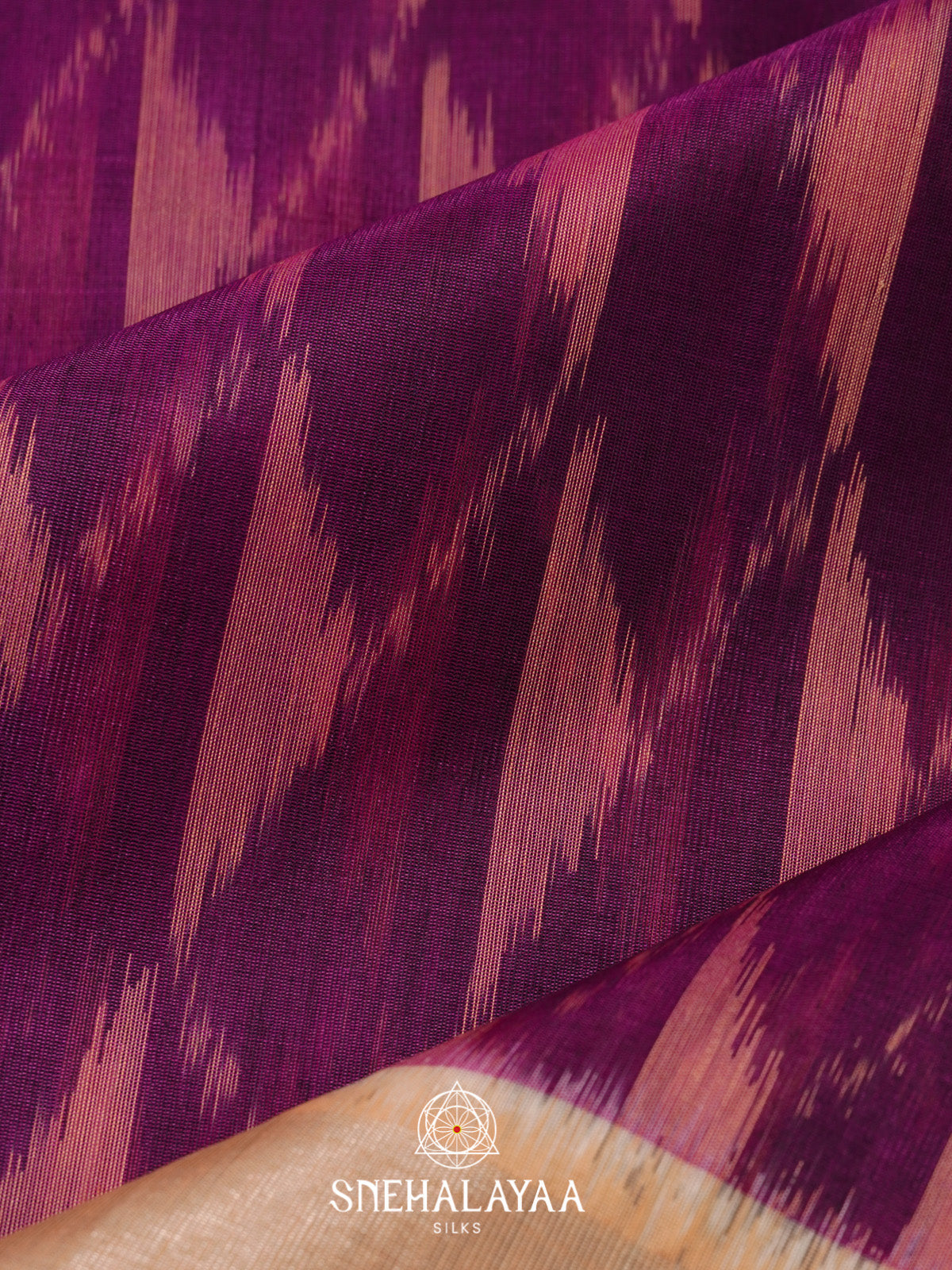 Magenta Pink Ikat Silk Cotton Saree