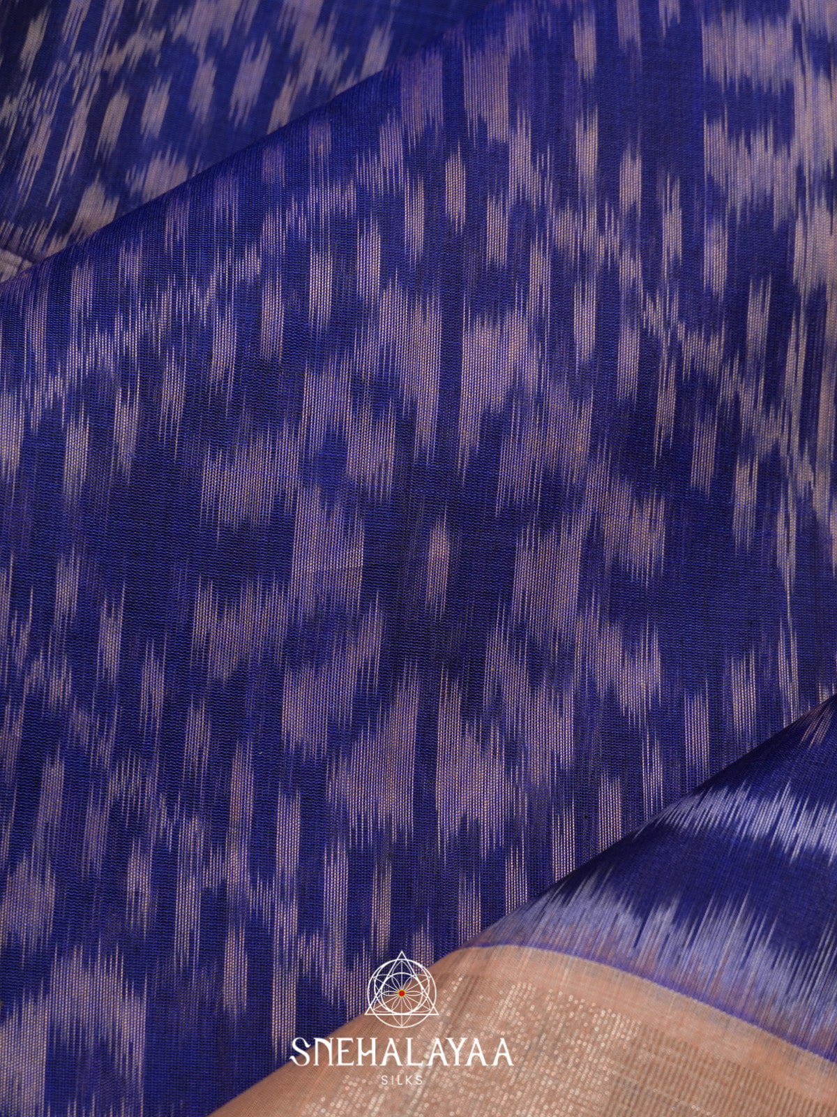 Ink Blue Ikat Silk Cotton Saree