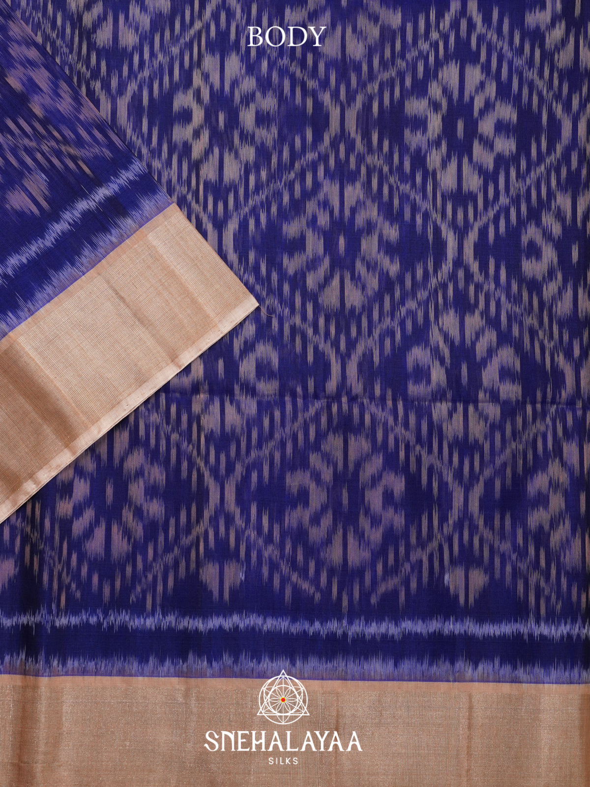Ink Blue Ikat Silk Cotton Saree