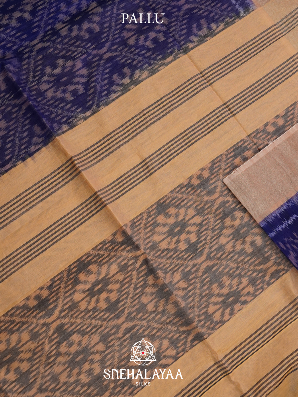 Ink Blue Ikat Silk Cotton Saree