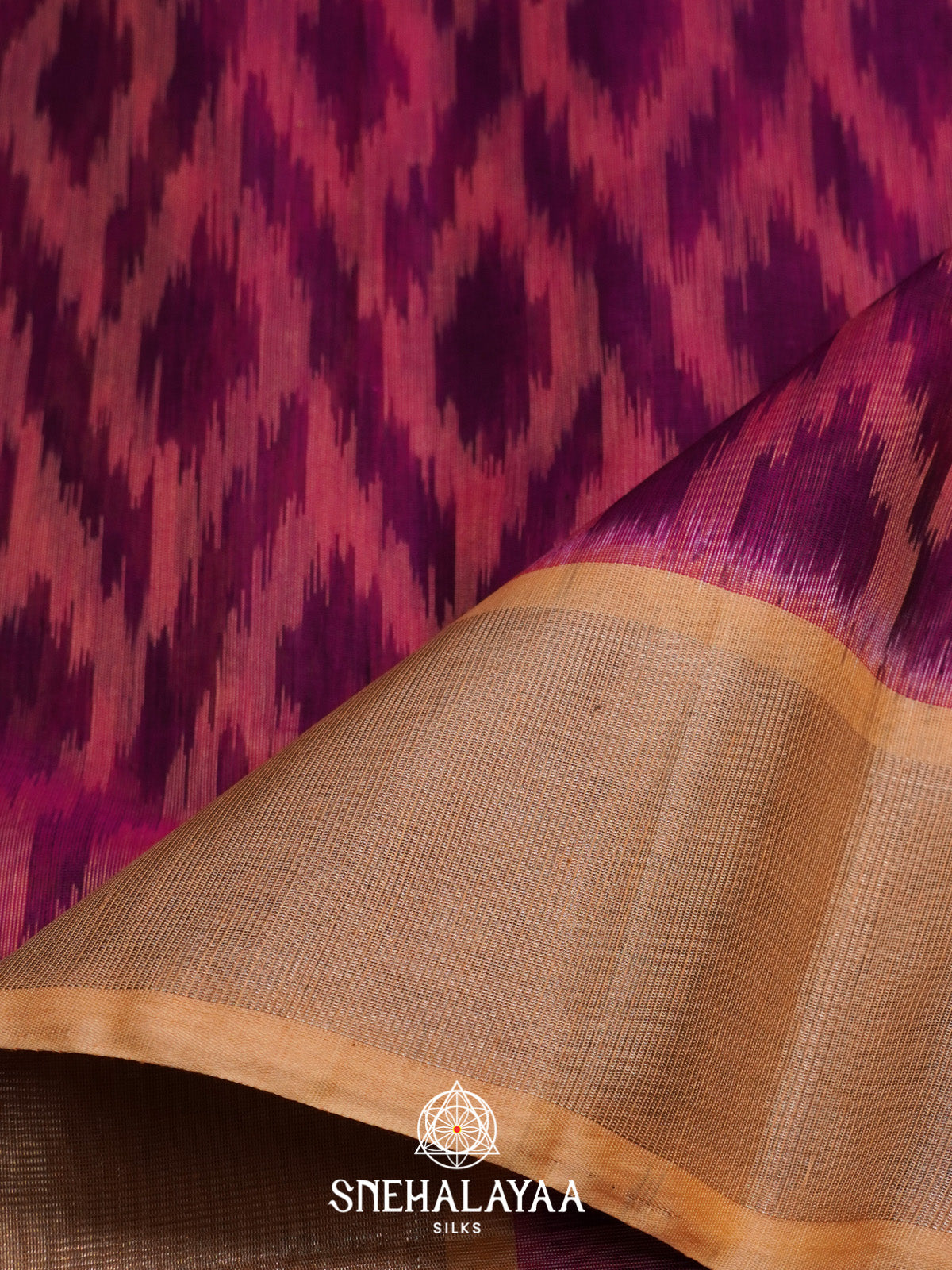 Magenta Pink Ikat Silk Cotton Saree