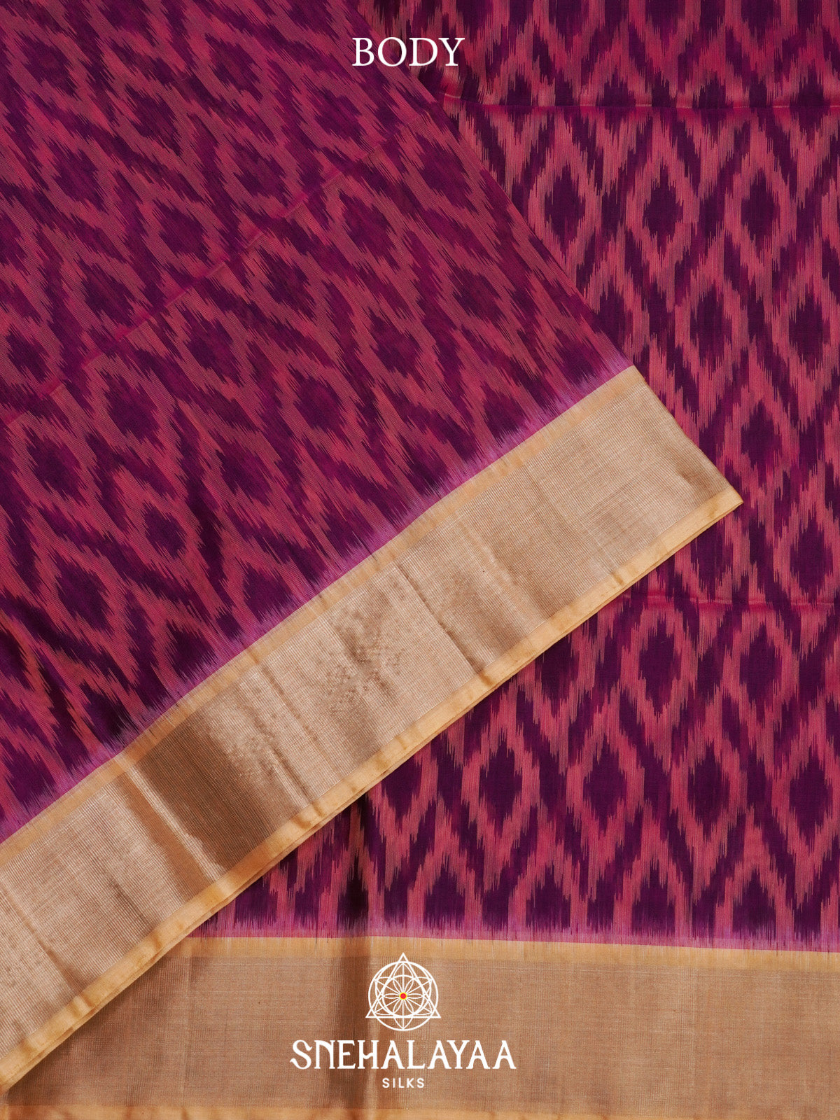 Magenta Pink Ikat Silk Cotton Saree