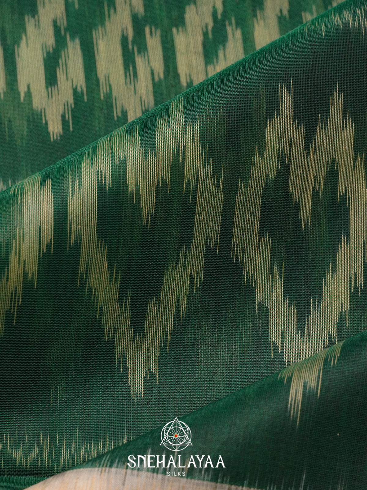 Forest Green Ikat Silk Cotton Saree