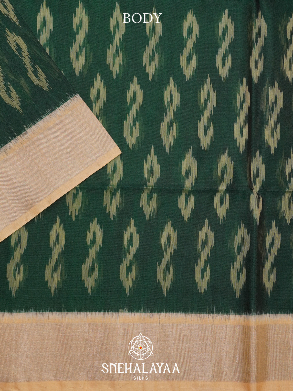 Forest Green Ikat Silk Cotton Saree