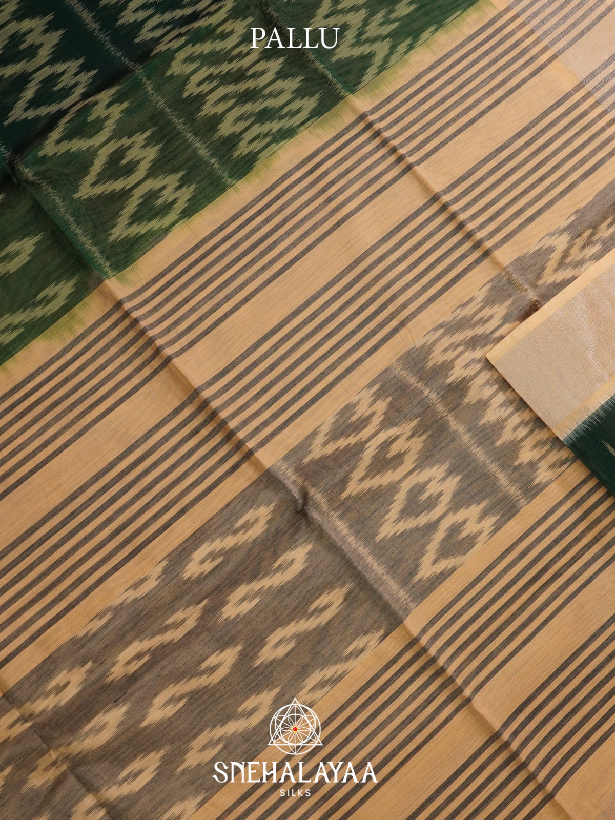 Forest Green Ikat Silk Cotton Saree