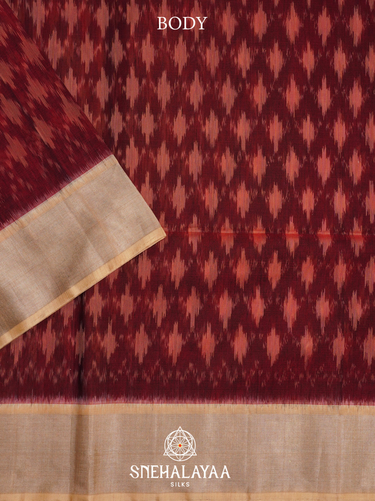 Maroon Ikat Silk Cotton Saree