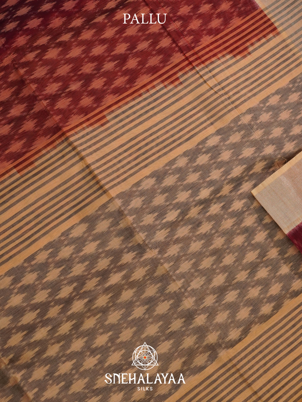 Maroon Ikat Silk Cotton Saree