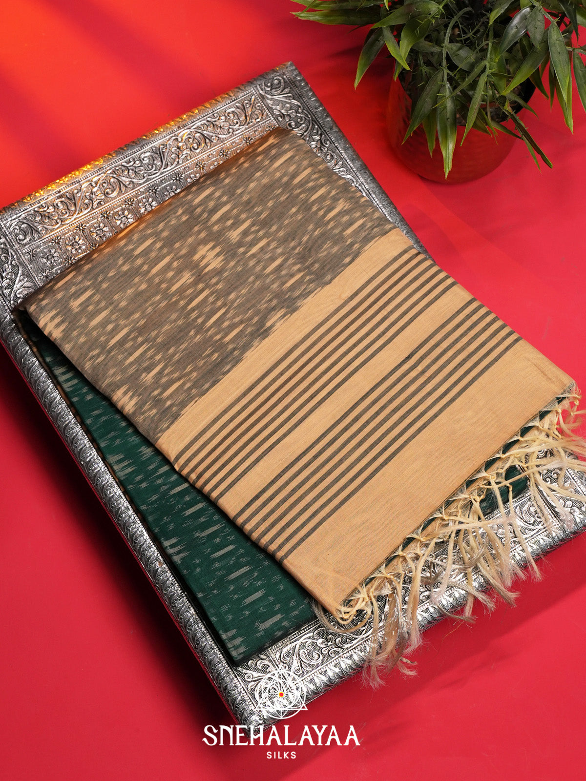 Green Ikat Silk Cotton Saree