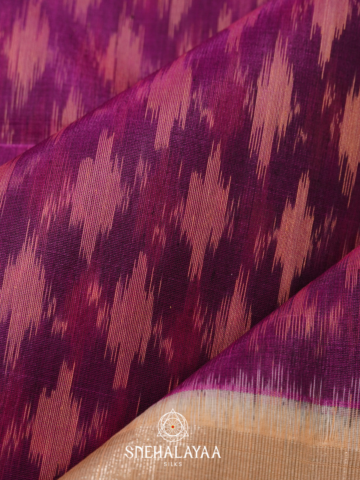 Magenta Ikat Silk Cotton Saree