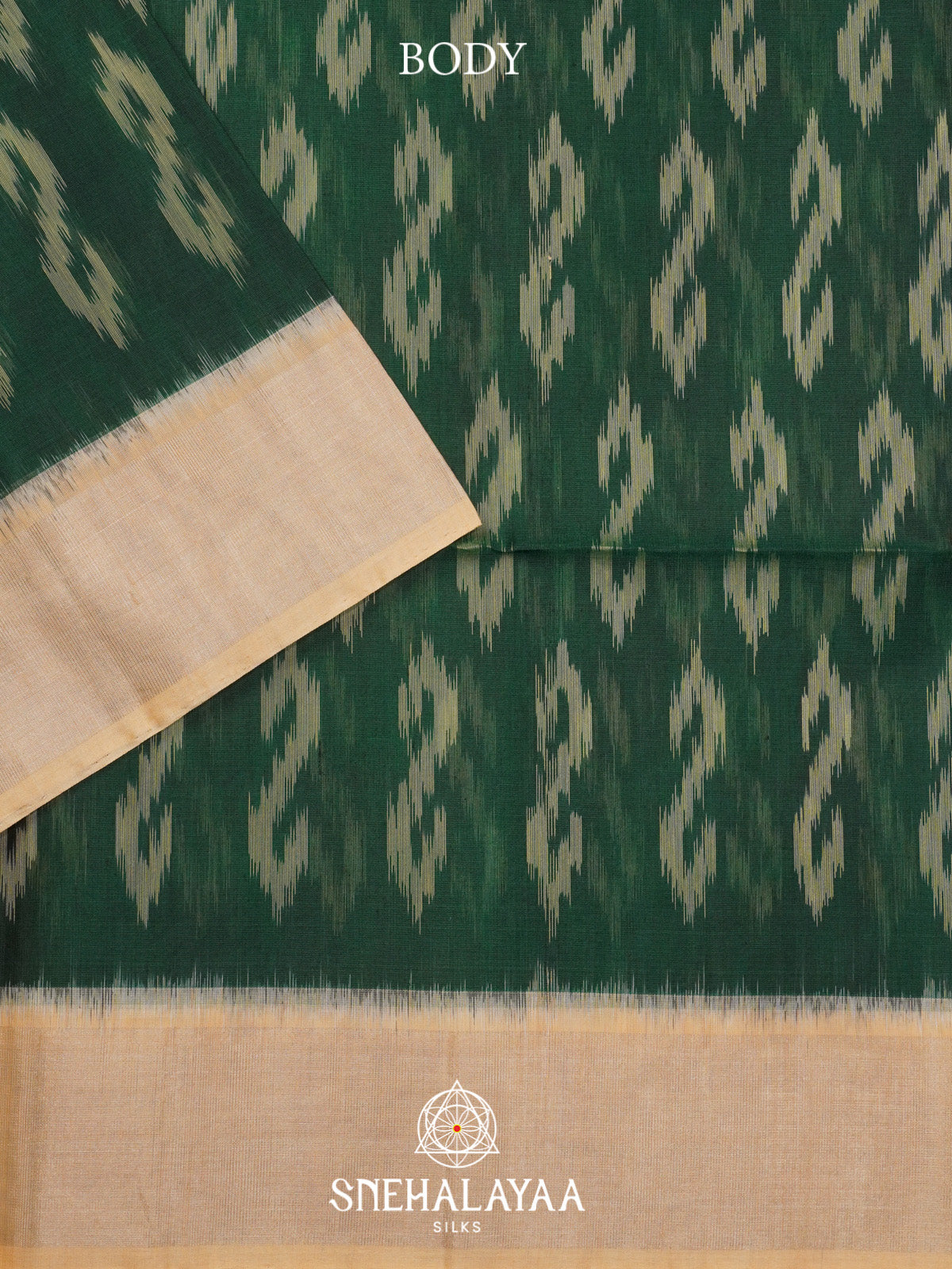 Forest Green Ikat Silk Cotton Saree