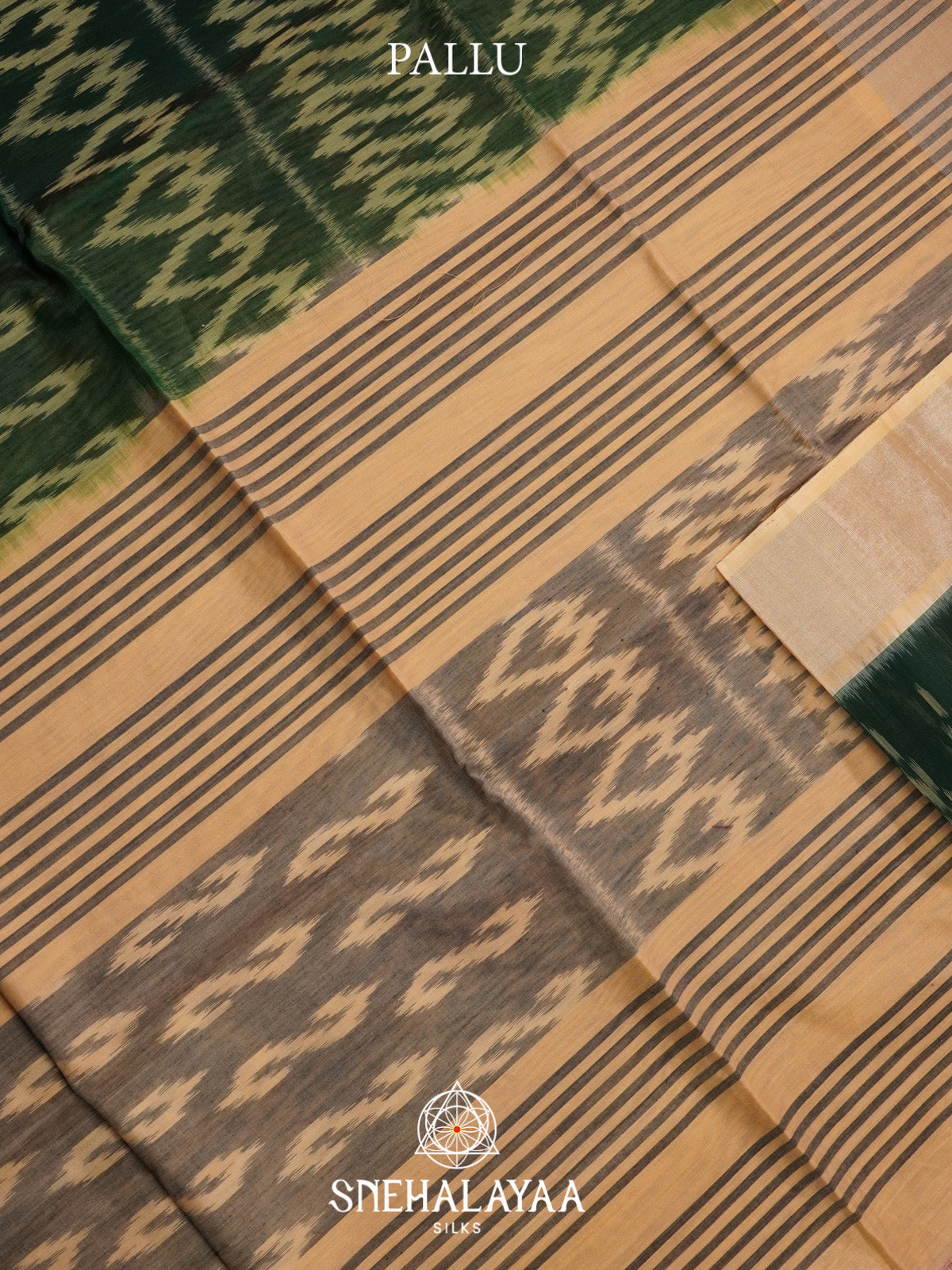 Forest Green Ikat Silk Cotton Saree