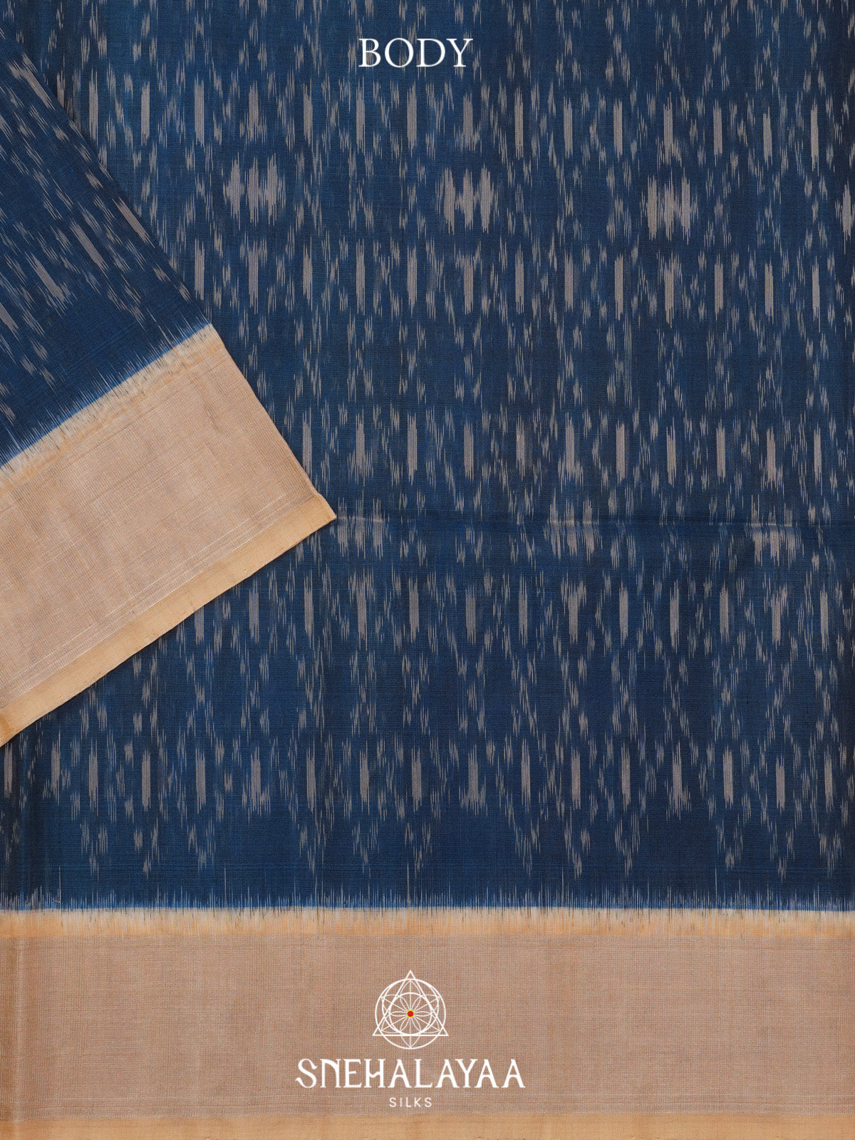 Peacock Blue Ikat Silk Cotton Saree