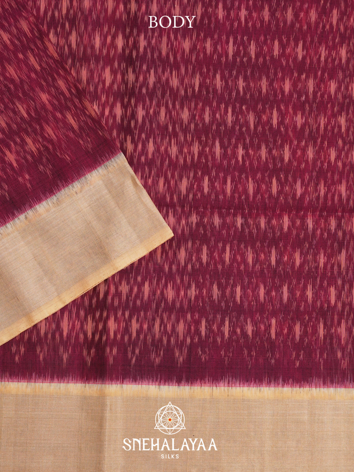 Maroon Ikat Silk Cotton Saree