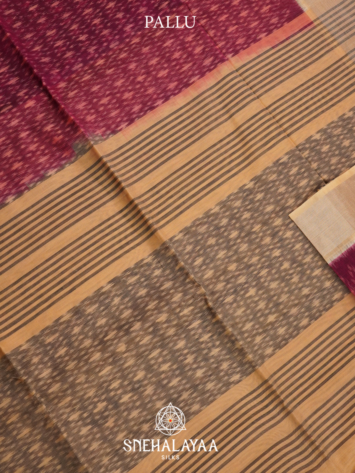 Maroon Ikat Silk Cotton Saree