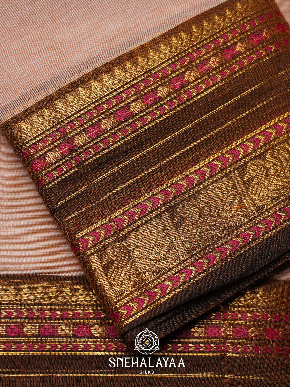 Beige  Chettinad Cotton Saree