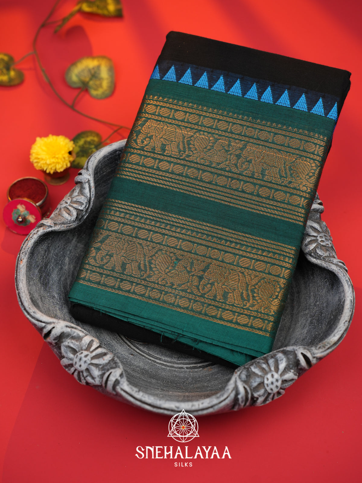 Black Chettinad Cotton Saree