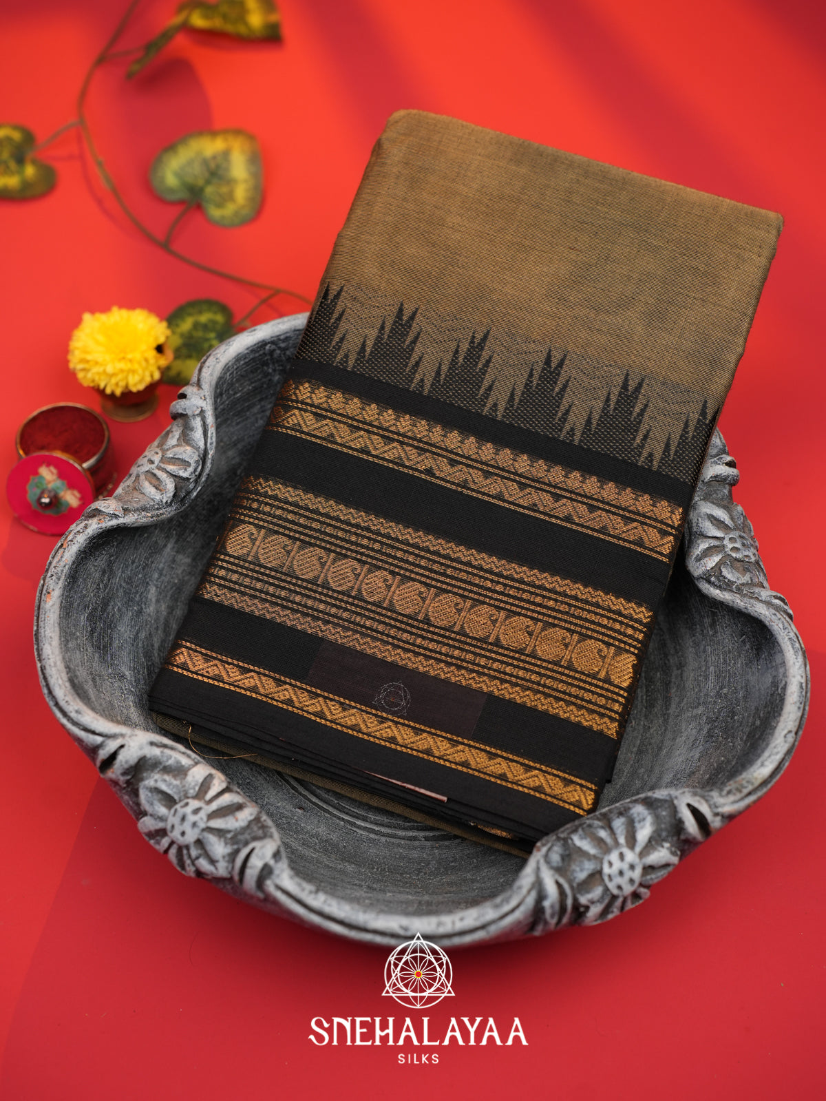 Brown Chettinad Cotton Saree