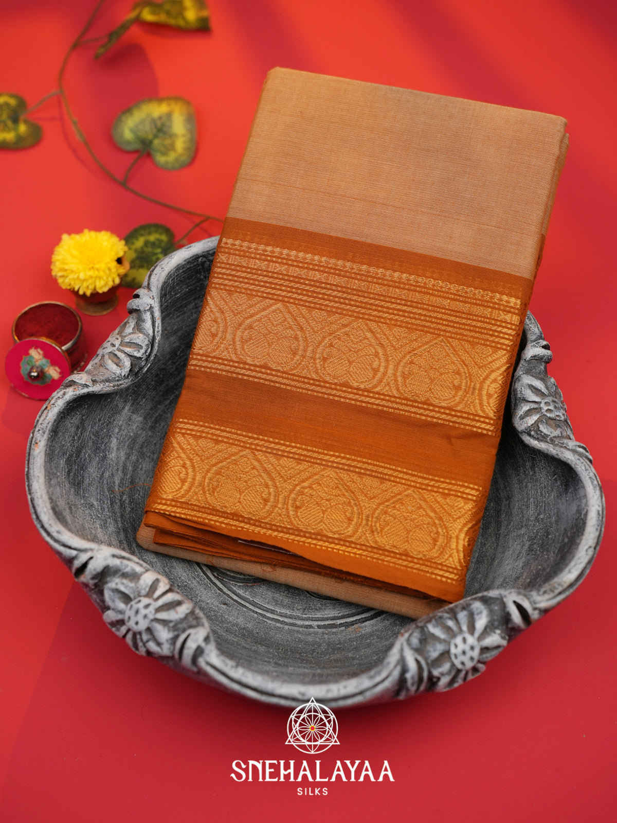Copper Orange Chettinad Cotton Saree