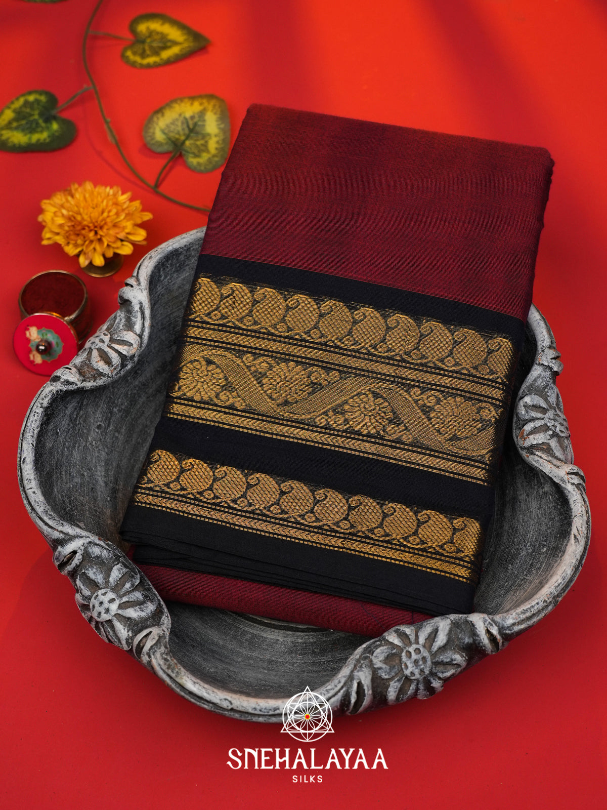 Maroon Chettinad Cotton Saree