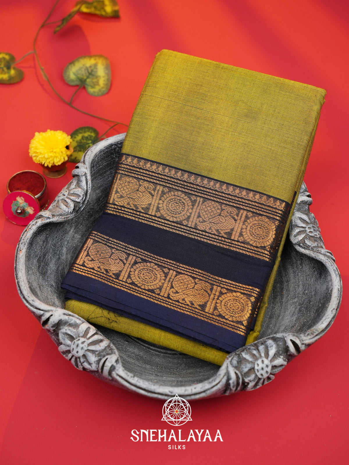 Mehendi Green Chettinad Cotton Saree