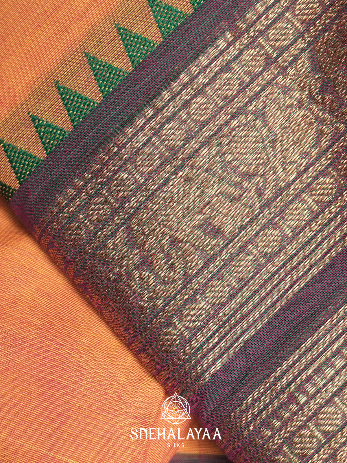 Burnt Orange  Chettinad Cotton Saree