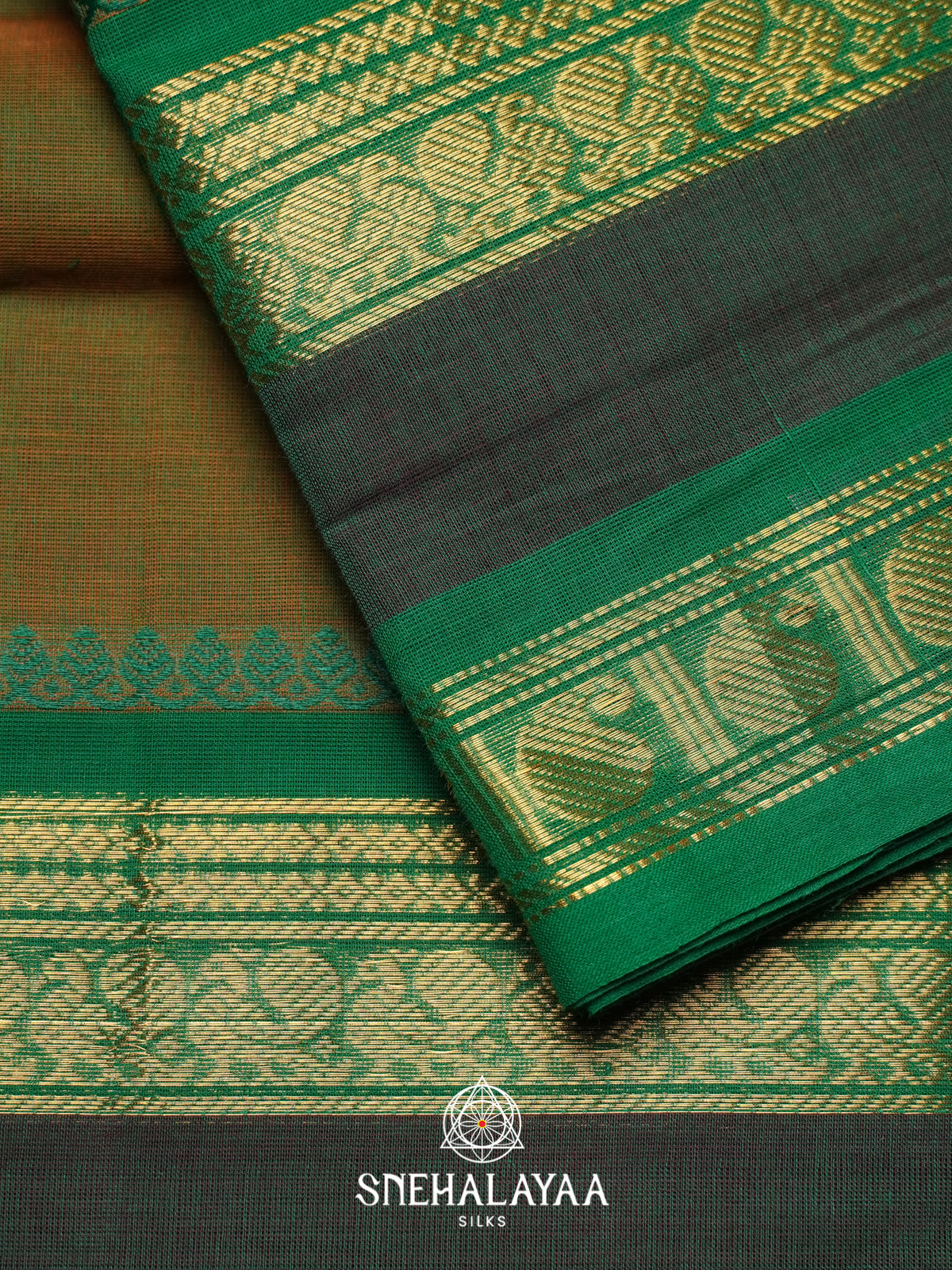 Mehendi Brown Chettinad Cotton Saree