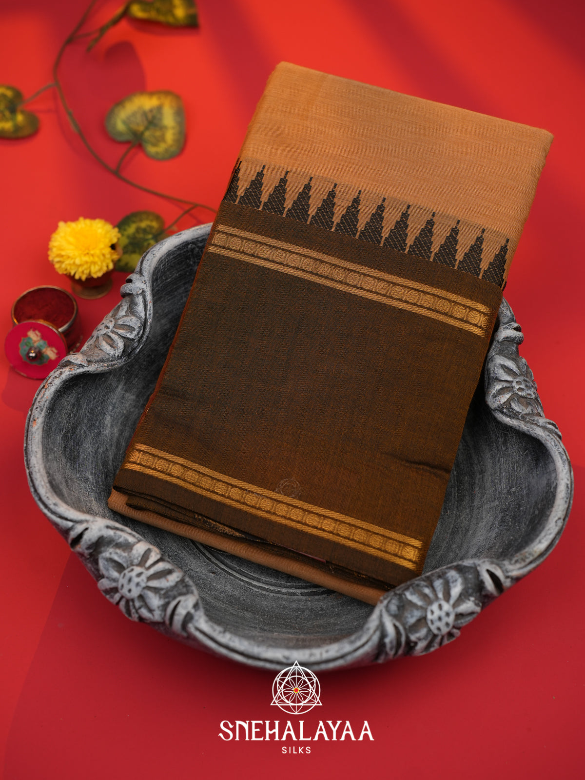 Burnt Orange  Chettinad Cotton Saree