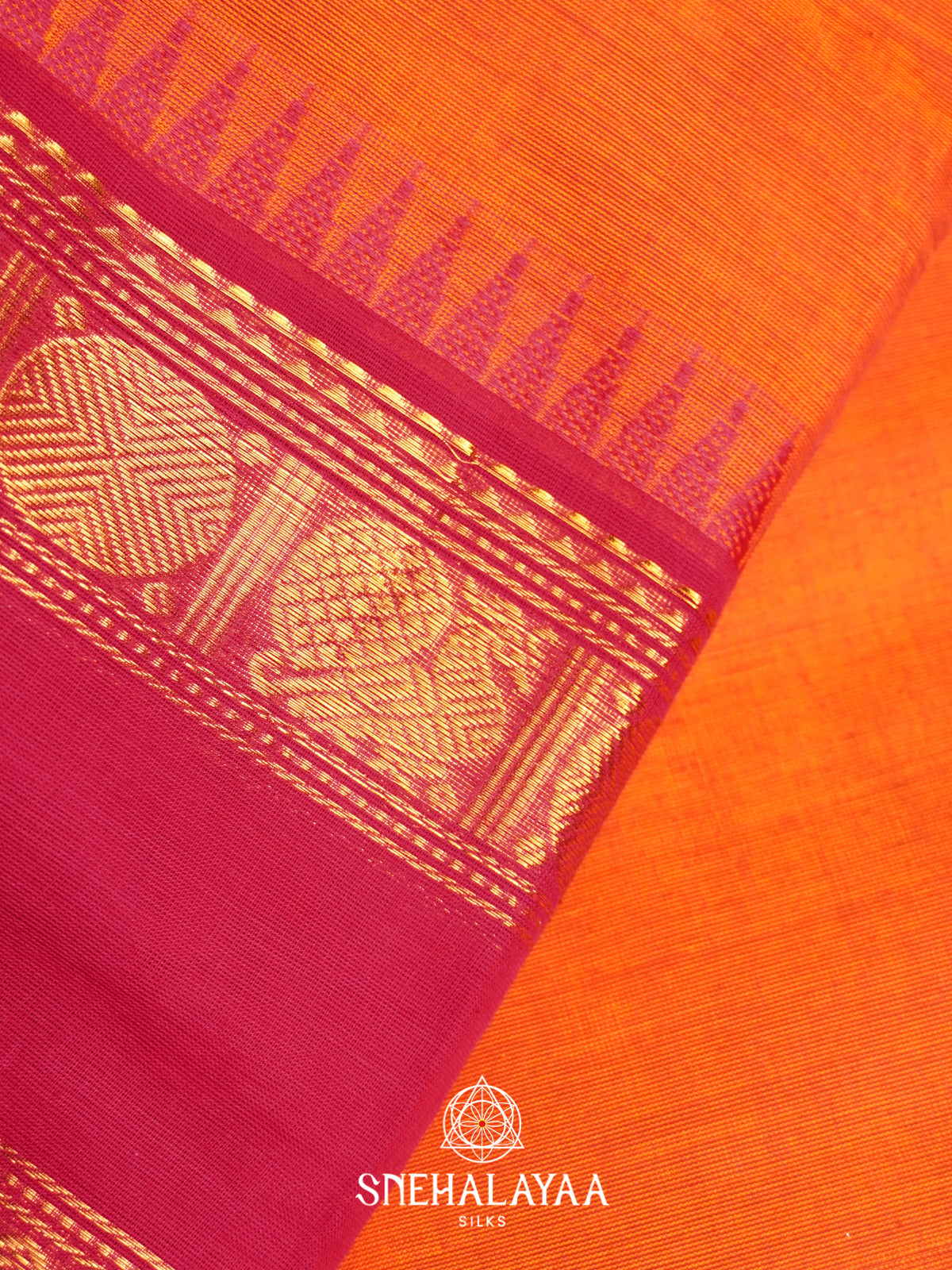 Orange Chettinad Cotton Saree