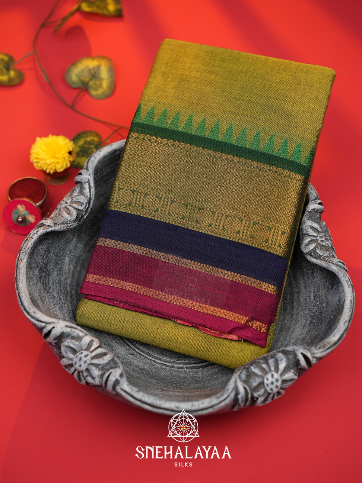 Mehendi Green Chettinad Cotton Saree