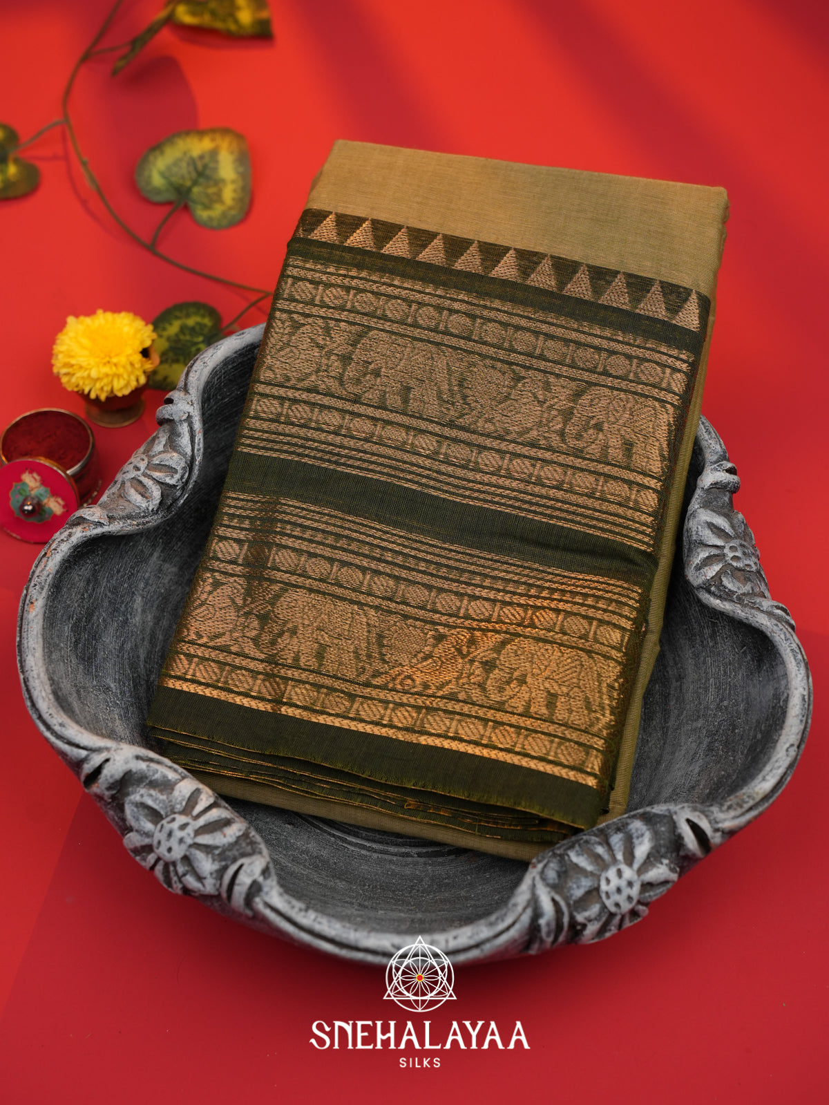 Brown Chettinad Cotton Saree