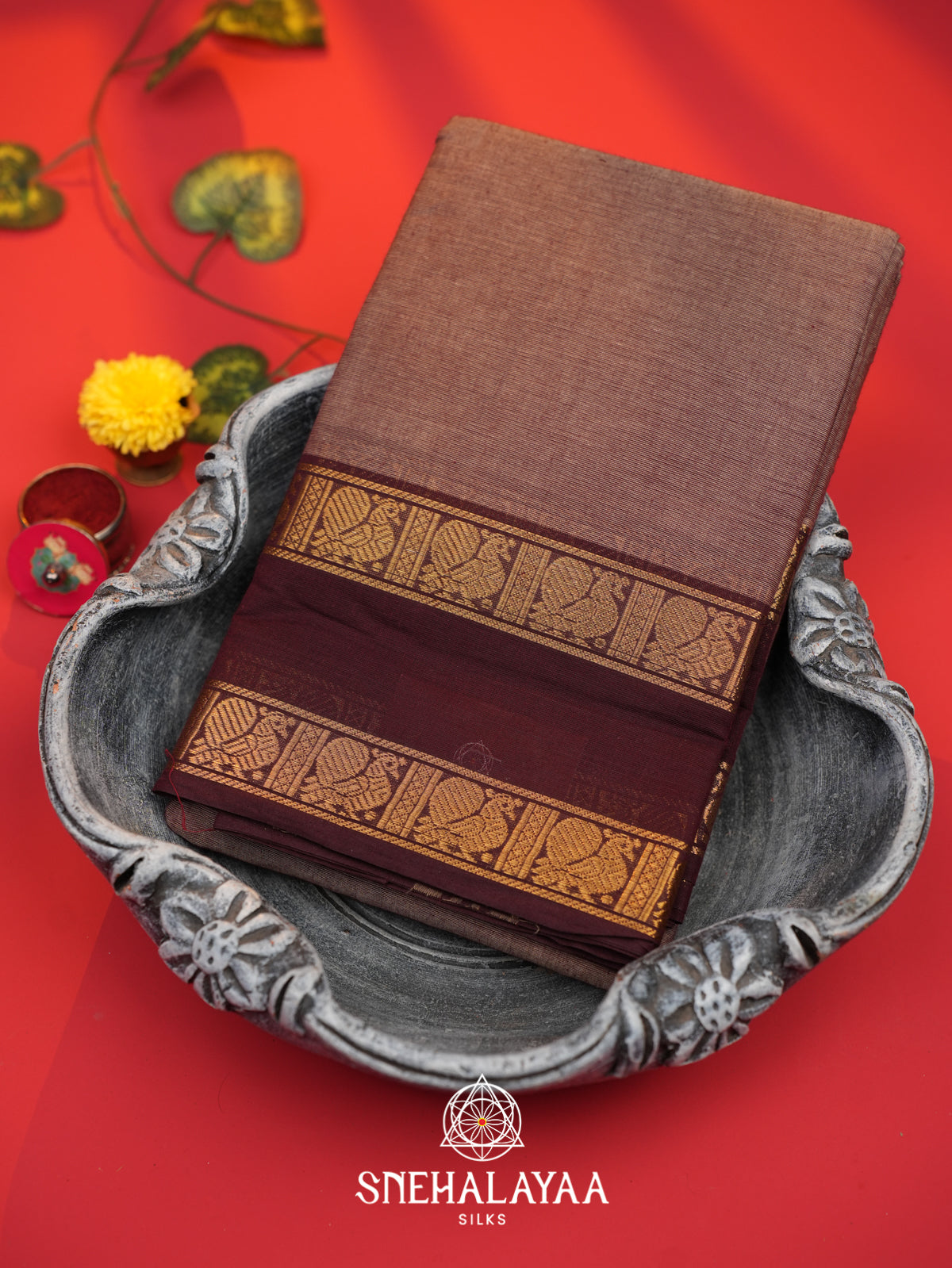 Brown Chettinad Cotton Saree