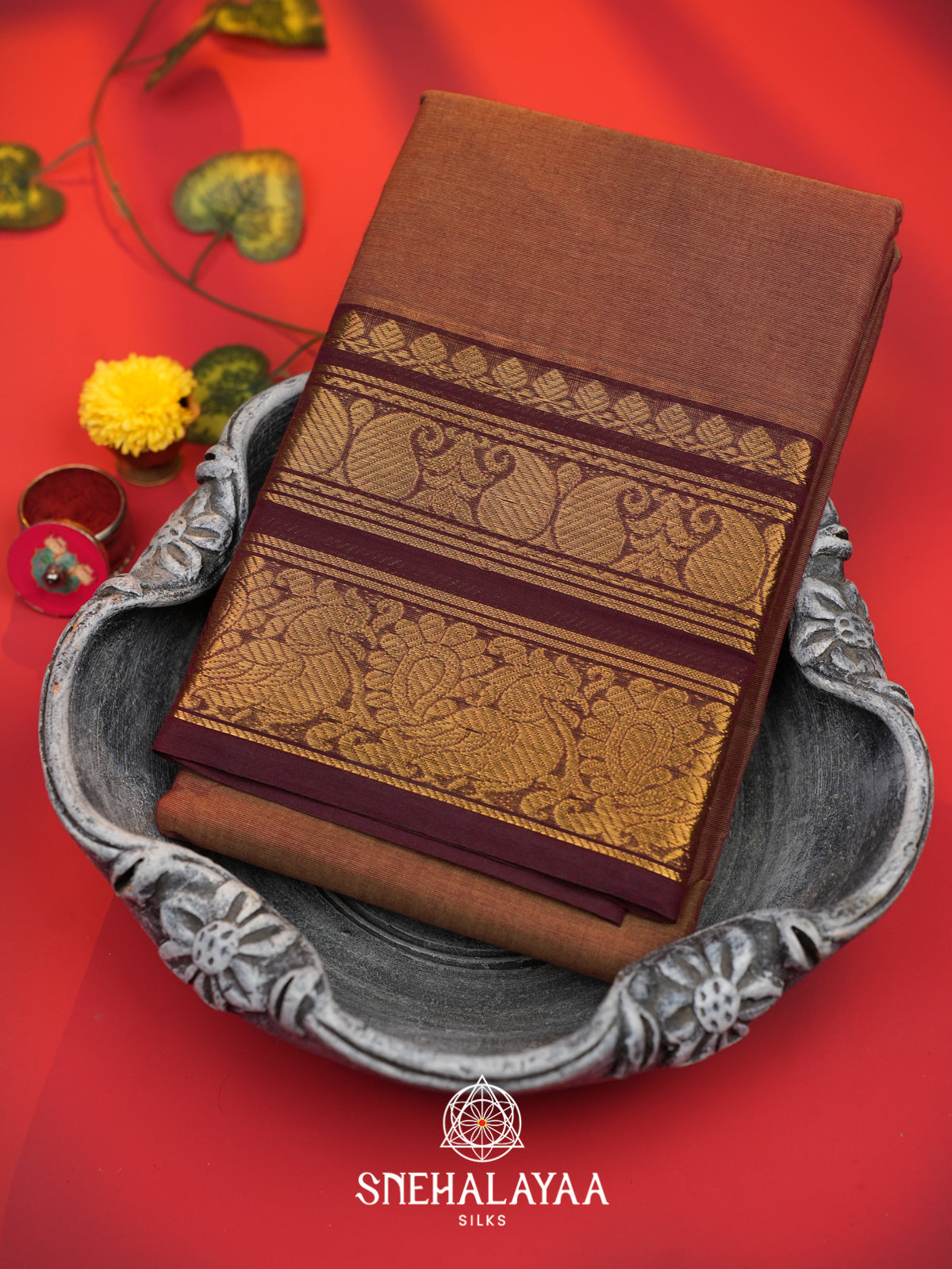 Brown Chettinad Cotton Saree