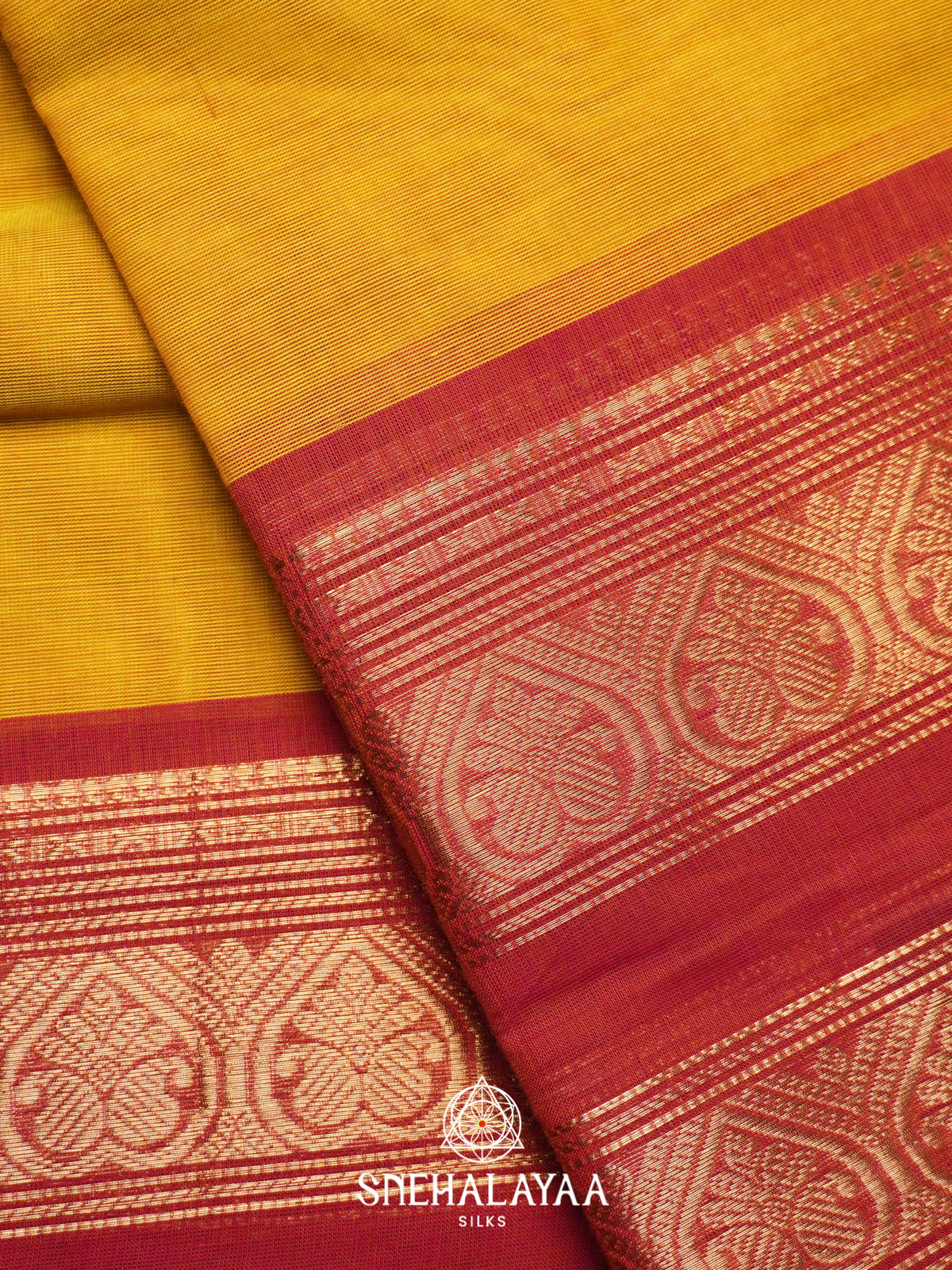 Mustard Yellow Chettinad Cotton Saree