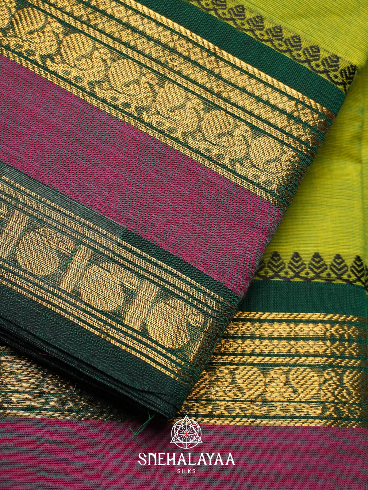 Parrot Green Chettinad Cotton Saree